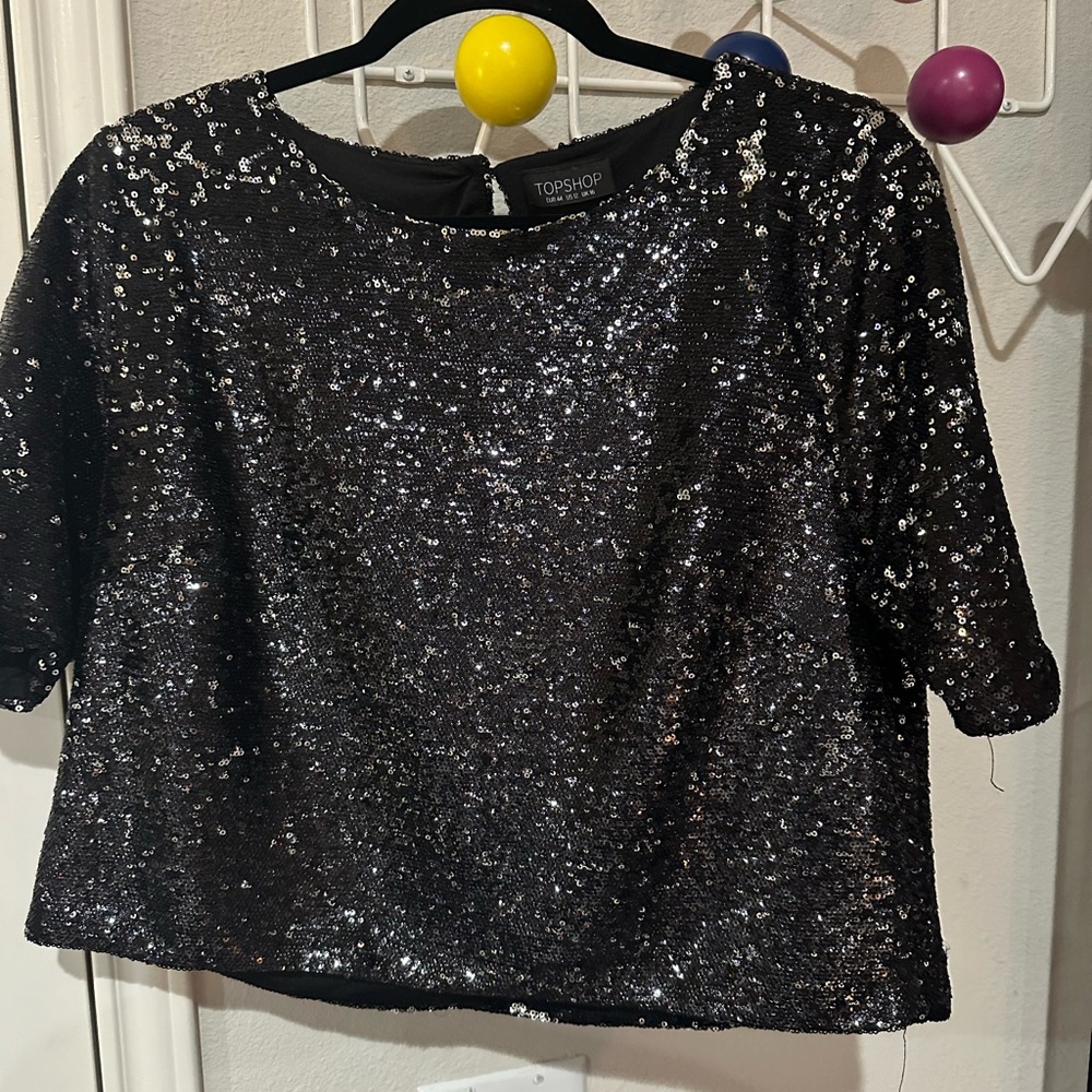 Topshop Black Sequin Women's Top